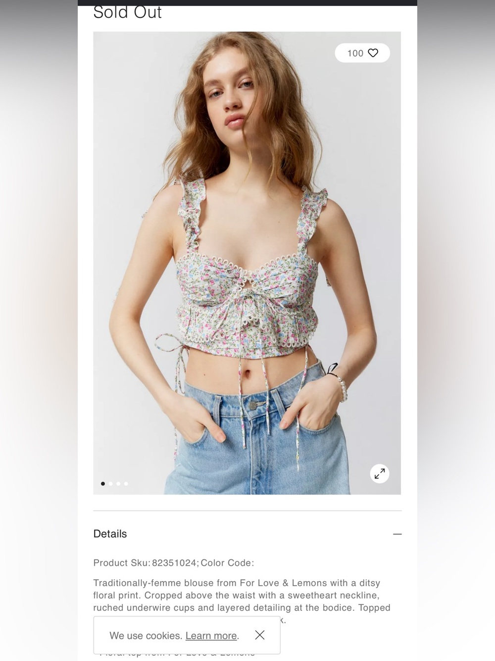 For Love & Lemons Floral Top